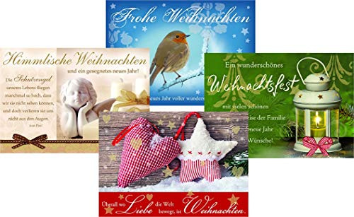 Perleberg hochwertige Weihnachtskarten - 4er Pack - Liebevoll gestaltete Weihnachtspostkarte inklusive Umschlag - Kunstvolle Grußkarte für Weihnachten in 11,6 x 16,6 cm