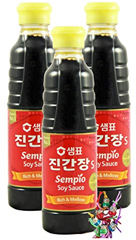 3er Pack - [ 3x 500ml ] SEMPIO JIN S Sojasauce/Koreanische Sojasoße/Soy Sauce/ohne Einsatz genetischer Modifikationstechniken + ein kleiner Glücksanhänger gratis