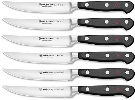 WÜSTHOF Classic Steakmessersatz mit 6 Messern, Schwarz,silber