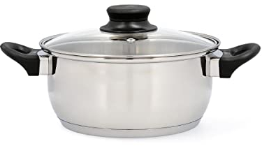 Quid Habitat Cacerola Acero Inoxidable 24x11,5cm - 480cl Acero Inox Apto Vitrocerámica Apto Inducción 100% Higiénico