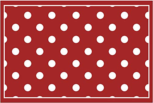Fußmatte für innen als waschbare Motiv Tür-Matte - 40x60 cm Fußabtreter Punkte rot weiß als rutschfeste Schmutzfangmatte - Moderne Eingangsbereich Sauberlaufmatte für Flur Haustür