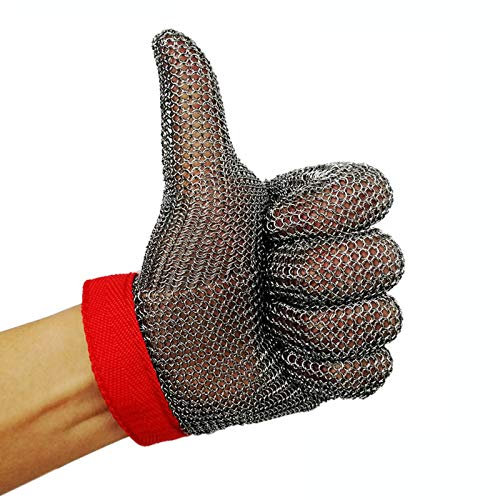 WXYZ Guantes Anticorte Guantes De Trabajo Guantes Resistentes A Cortes De Anillo De Acero Inoxidable 304, Protección De Nivel 5 Guantes De Aventura Al Aire Libre para Jardín De Cocina, XS, S, M, L, 1
