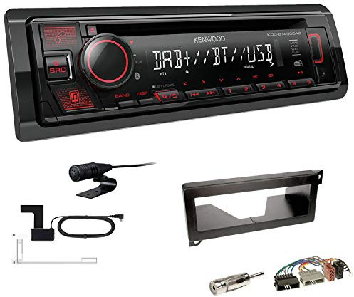 Kenwood KDC-BT450DAB 1-DIN DAB Autoradio Bluetooth CD USB AUX Einbauset passend für Chrysler Voyager 1996-2000 schwarz