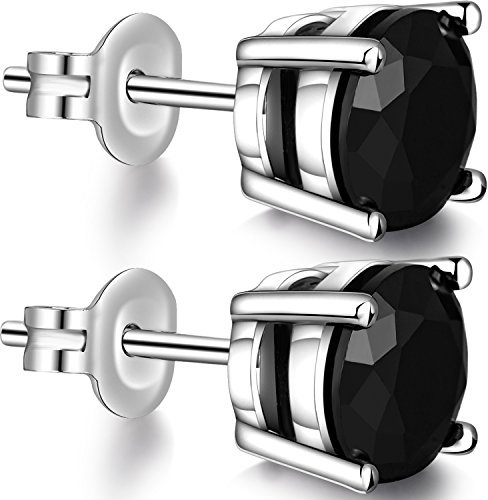 Boucles D'oreilles Femme Homme Noir Argent Pour Femmes Hommes Diamant Boucle Doreille 5A Zircon Cubique 8mm