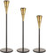YOCOGY Kerzenständer für Abendessen bei Kerzenlicht Kerzenständer Dekoration Stabkerze Metall Deko Kerzenleuchter 3er Set (Gold+Schwarz)