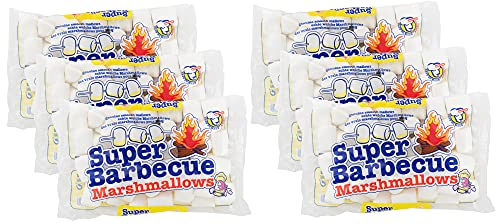 Mr. Mallo Marshmallows 6x300G [ZUM GRILLEN & FÜR LAGERFEUER] - Normale Größe - Fluffige BBQ marshmallows - Glutenfrei & Fettfrei - Weiße Marshmallow