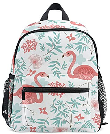 ISAOA Mini sac à dos pour fille avec motif flamant rose et feuilles vertes, multicolore 5, S, Sac à dos daypack