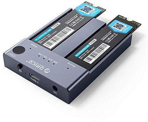 ORICO NVMe Clone Docking station, 10Gbit/s Dual-Bay Tool-Free USB C to NVME Offline Clone Duplicators External Hard Drive Enclosure for M Key PCIe 2242 2260 2280 22110 M.2 SSDs, [Support 8TB]-M2P2