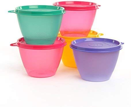 Tupperware Bowled Over - Set di 5 contenitori in plastica, 450 ml, multicolore, blu