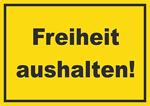 Freiheit aushalten Aufkleber mit Text gelb-schwarz A7 (74x105mm)