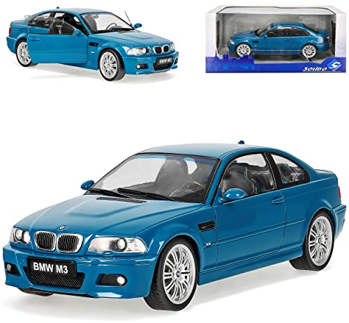 alles-meine.de GmbH B*M*W 3er M3 E46 Coupe Laguna SECA Blau 1998-2007 1/18 Solido Modell Auto mit individiuellem Wunschkennzeichen