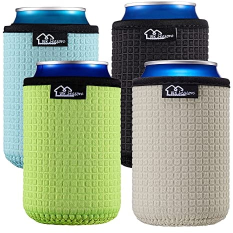 WK IEASON 12oz Standard Can Sleeves Insulators Holder Non-Slip Neoprene Can Cooler for Coco cola, White Claw and More(Green/Light Blue/Grey/Black)