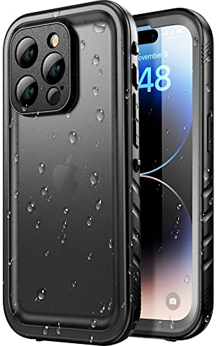 SPORTLINK für iPhone 14 Pro Wasserdicht Hülle - 360 Grad Outdoor Schutzhülle kameraschutz Displayschutz [IP68 Waterproof] [6FT Stoßfeste Hard Case ] Panzerhülle Komplettschutz Handyhülle Schwarz 6,1