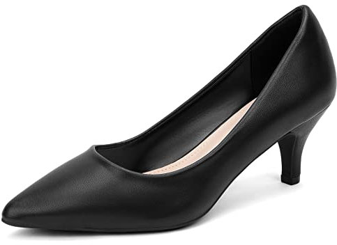 Greatonu Women Court Shoes Sandals Kitten Heels Wedding Party Dress Pumps Black Size 8