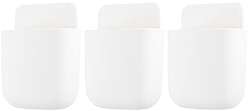 Remote Control Holders 3 Pcs, White Wall Mount Remote Holders, ABS Plastic Hole-Free Self Adhesive Wall Organizer for Home Office School, Wall Sticky Cubicle Holder for Pen Pencil Phone Charging
