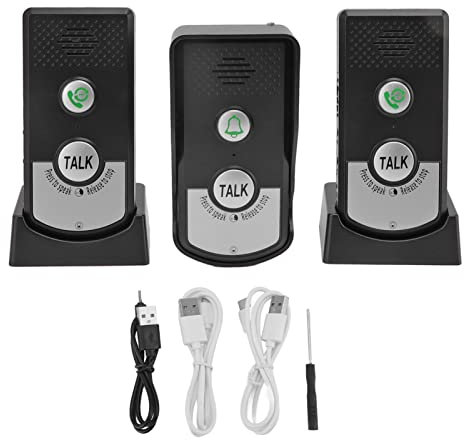 Campanello per Citofono Vocale, Ricarica USB da 1000 M Campanello per Chiamata Senza Fili Intelligente Kit Citofono per Campanello Senza Fili Impermeabile per Home Office