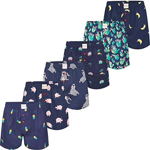 Herren Boxer Multipack Motive Prints Baumwolle Boxershorts gewebt Web Webboxer Unterhosen Phil & Co. - Set 1 - XL