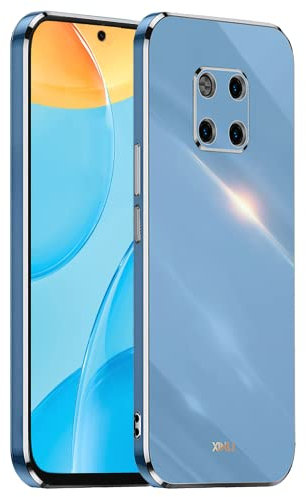 EASSGU Galvanisierter Rahmen Handyhülle für Huawei Mate20 Pro (6.39 Inches), Weiche TPU Silikon Schutzhülle - Navy Blau