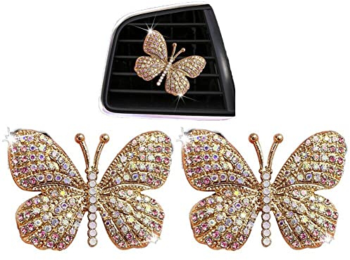 Hrippy Schmetterling Auto Lufterfrischer Strass Schmetterling Auto Parfüm Clip Exquisite Klimaanlage Clip für Auto Gadgets Zubehör