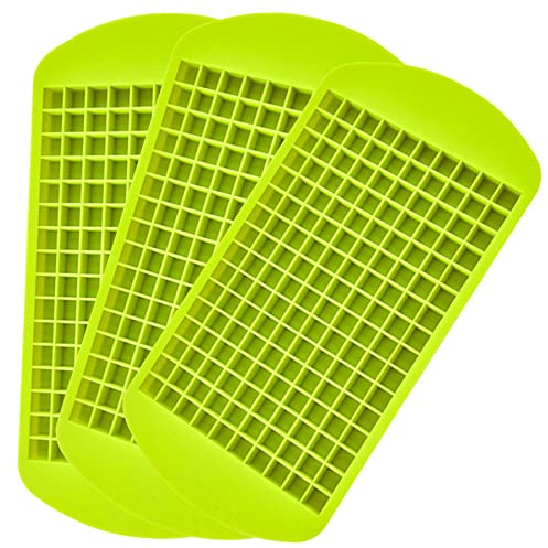 3PCS Mini Bacs à Glaçons Silicone,160 Grille Moule à Glaçons Moule Carré en Silicone Mini Bac à Glaçons Cuisine Bar Moule Petit Outil de Fabrication de Glaçons 3 Bleu