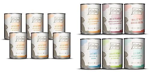 MjAMjAM - Premium Nassfutter für Katzen - saftiges Huhn an leckeren Möhrchen, 6er Pack (6 x 400 g), getreidefrei mit extra viel Fleisch & - leckere Mahlzeiten Mixpaket III für Deine Katze 6 x 400 g