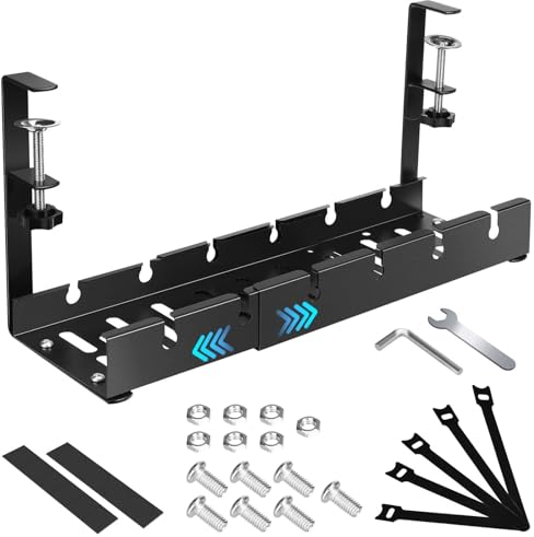 Miiepls Raccogli Cavi Scrivania, Porta Cavi Scrivania senza Forare, Retrattile 30,5-55 cm Cable Management, Organizer Cavi Scrivania per Ufficio e Casa