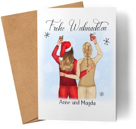 Kiddle-Design Beste Freundinnen Weihnachtskarte Weihnachten Personalisiert Beste Freundin mit Name Weihnachten Xmas Karte Freundinnengeschenk