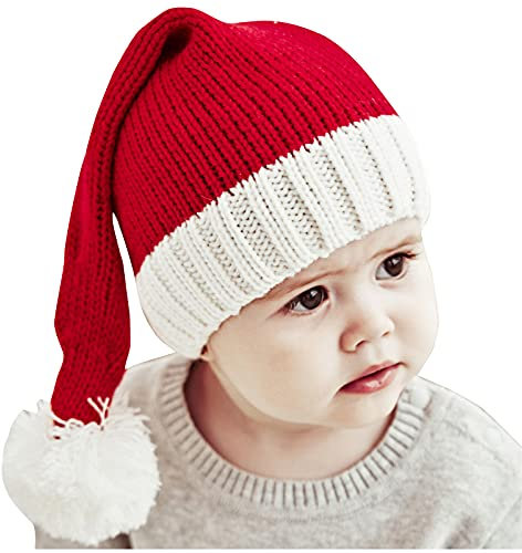 Ashleyzj Weihnachtsmütze Unisex Winter Gestrickte Häkel Mütze Gestrickte Weihnachtsmütze für Erwachsene Nikolausmütze Weihnachtsfeier Rot Weihnachtsmann (Red2, One Size)