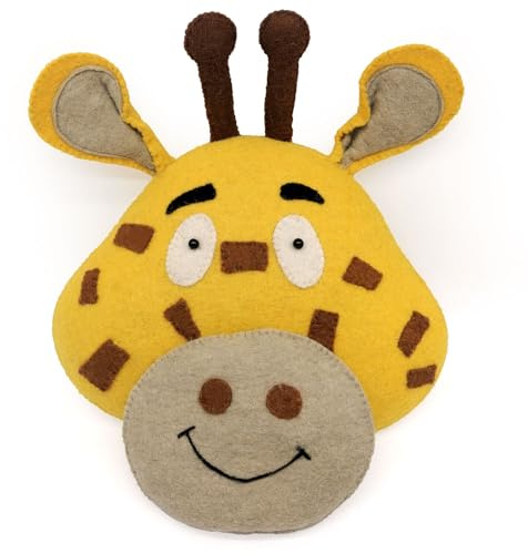 Mealini Tierkopf Giraffe, 3D Wanddekoration aus Wollfilz, 30,5 x 38 cm, Deko für Kinderzimmer Wand