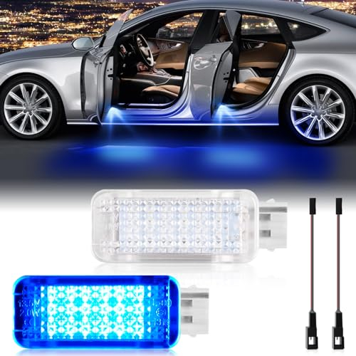 POPMOTORZ 2 Stücke LED Autotür Lichter, LED Innenbeleuchtung Autotür Beleuchtung für A-udi A2/A3 8P/A4 B5/A4 B6/A4 B7/A4 B8/A5 S5/A6 C5/S6 C5/A7 5D/A8 4D/RS4/RS6/TT/TTS, Blau