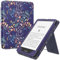 MoKo Étui Compatible avec 7/6,8 Pouces Kindle Paperwhite(12e Gén. 2024/11e Gén. 2021), Coque de Protection avec Dragonne, Auto Réveil/Veille pour Kindle Paperwhite Édition Signature, Fleurs sur Bleu