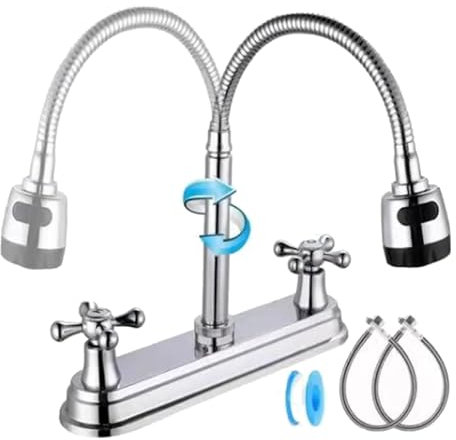 Robinet de cuisine pour camping-car, robinet de lavabo pour camping-car, robinets de cuisine flexibles avec pulvérisateur rotatif à 360 °, robinet d'évier de cuisine avec douchette double fonction,