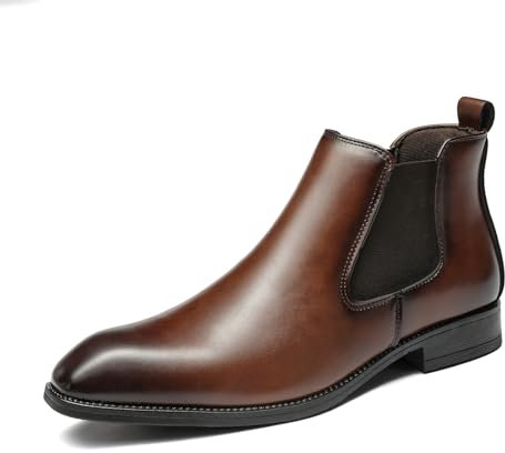 SANNAX Men Chelsea Boot Formal Business Uniform Dress Shoes Fashion Ankle Boots Slip on, Brown 49, 8.5UK