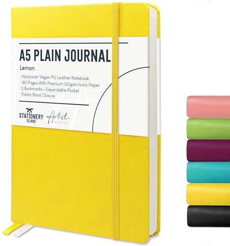 STATIONERY ISLAND Notizbuch A5 Blanko, Journal Hardcover mit 120 g/m² Dickem Papier, 180 Seiten Tagebuch, Notebook a5 für Mädchen, Reisetagebuch, Planen, Lernen, Schreiben