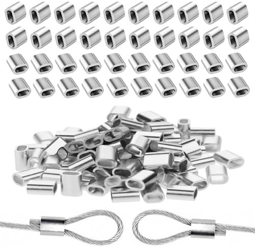 400 Pezzi Manicotto in Alluminio M2 Ghiere in Alluminio Morsetti in Alluminio Morsetto Maniche per 2 mm Corda in Acciaio Fune Cavo