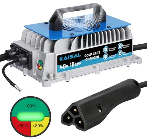 EZGO Golf Cart Charger 48 Volt 18 AMP Golf Cart Battery Charger 1250W for 48V EZ-GO RXV & TXT IP67 Waterproof 48V EZGO Charger 4-6 hrs Full Charge, 16FT Cable, for Lead-Acid Battery