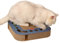 Heikoeco® Kratzbrett Katze mit Minze 2 Klingelballs, 3 in 1 Kratzpappe für Katzen Rund, Katzenspielzeug Selbstbeschäftigung aus Langlebiger Wellpappe (Blau, Quadratisch)