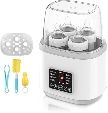 Chauffe Biberon, Chauffe Biberon Portable pour Lait Maternel, 8 Modes de Fonctionnement Chauffe-Biberons, Chauffe Biberon Mam Contrôle de la Température, Chauffe-Biberon Arrêt Automatique, Chauffage