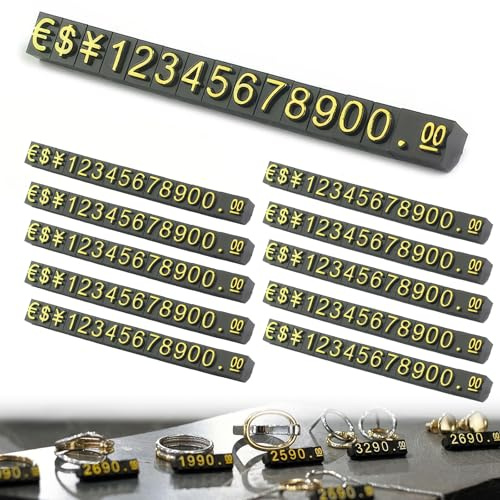 ZWWOGE 10 Stück feedal Preisanzeige-Würfel Verstellbarer Zahlenanzeige-Ständer Verkaufspreis-Blöcke für Schmuck Uhr Ring Preisauszeichnung, Schwarz