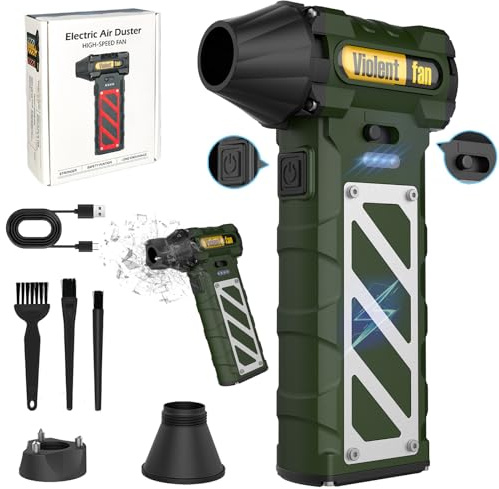 Compressed Air - Electric Air Duster, 60mph Wind Stepless Speed Canned Air for PC/Computer/Blaster/Electronics/Home Cleaning, 150000RPM Air Blower to Spray Air Can Dust Off Keyboard Cleaner(Green)