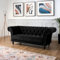 Bravich Velvet Chesterfield Sofa - Black. 3 Seater Sofa, Velvet Fabric Settee for Living Room Furniture. 3 Seater Couch, Easy Clean (3 Seater, Black Sofa, 195cm x 58cm x 82cm)