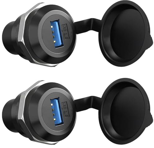 Greluma 2 STK USB 3.0 Koppler für Schalttafeleinbau, USB A Buchse auf Buchse Anschlussadapter mit Staubschutzkappe