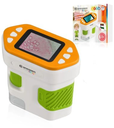 Bresser Junior digitales Handmikroskop mit 2 Zoll Display, optische Vergrößerung 7x-31x, Digitale Vergrößerung 21x-94x, 4K-Foto- & Full-HD-Video-Aufnahme, USB-C