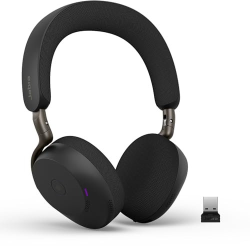 Jabra Evolve3 75 On-Ear Wireless Bluetooth Headset with Microphone, Black | Headset for Work, AI Voice Call Technology, Active Noise Cancellation, USB-A, 22-Hour Battery, Microsoft Teams Certified