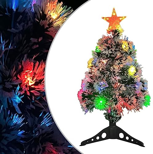 Albero di Natale artificiale, 64 cm, con fibra di vetro e illuminazione a LED, punta a stella, PVC, bianco e blu, per decorazioni festive