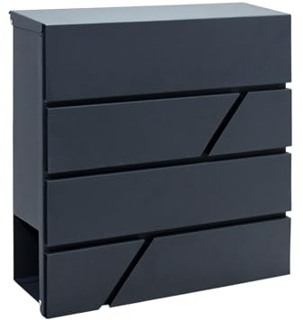 Westmann Brixa A Briefkasten mit Zeitungsfach, Stahl, Anthrazit | Wetterfester Wandbriefkasten aus pulverbeschichtetem Stahl mit abschließbarem Brieffach, 2 Schlüsseln und Wandmontage.