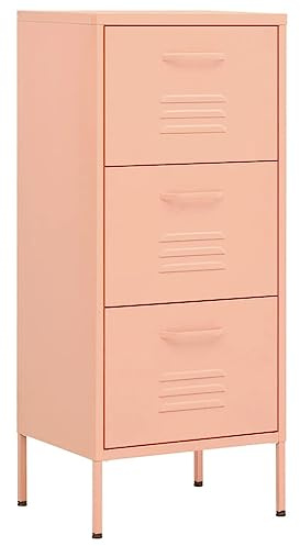 Tomostar Armoire de Rangement en Métal, Armoire de Bureau Métallique Meuble de Rangement Rose 42,5x35x101,5 cm Acier