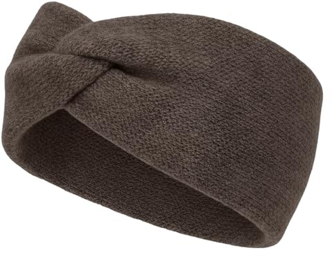 styleBREAKER Damen Feinstrick Stirnband Knoten, Dunkelbraun meliert | Aus Viskose, wärmend und atmungsaktiv gegen Wind und Kälte. Passend für 56-59 cm Kopfumfang. Handwäsche empfohlen.