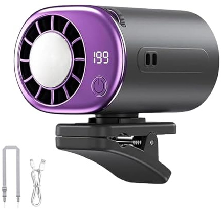 Genérico Ventilador Pequeño con Pinza - Pantalla LED Recargable Ajustable,Ventilador con Pinza para Coche | para Viajes, Camping, Golf, Playa, Picnic, Jardín, Transporte Público