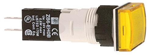 Schneider Electric - Harmony XB6 Complete Pilot Light, Plastic, 16mm, Integral LED, 12-24V, XB6DV5BB, Rectangular Yellow